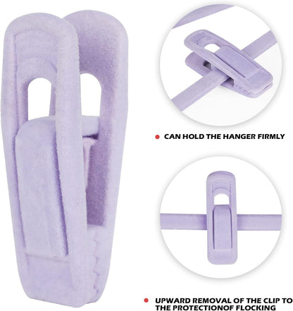 Tinfol Velvet Hanger Clips, 24 Pack Black Pants Hangers Clips, Large Opening Clothes Pin, Strong Finger Flocked Clip Perfect for Use with Slim-line Clothes Velvet Hanger