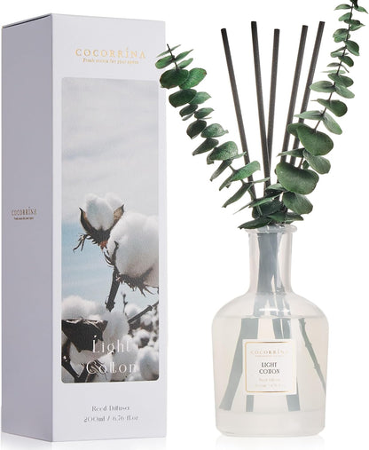 COCORRÍNA Wild Mint & Eucalyptus Reed Diffuser – 6.76 oz Essential Oil with 8 Reeds & Real Eucalyptus Sticks, Home Fragrance for Bedroom or Bathroom Décor