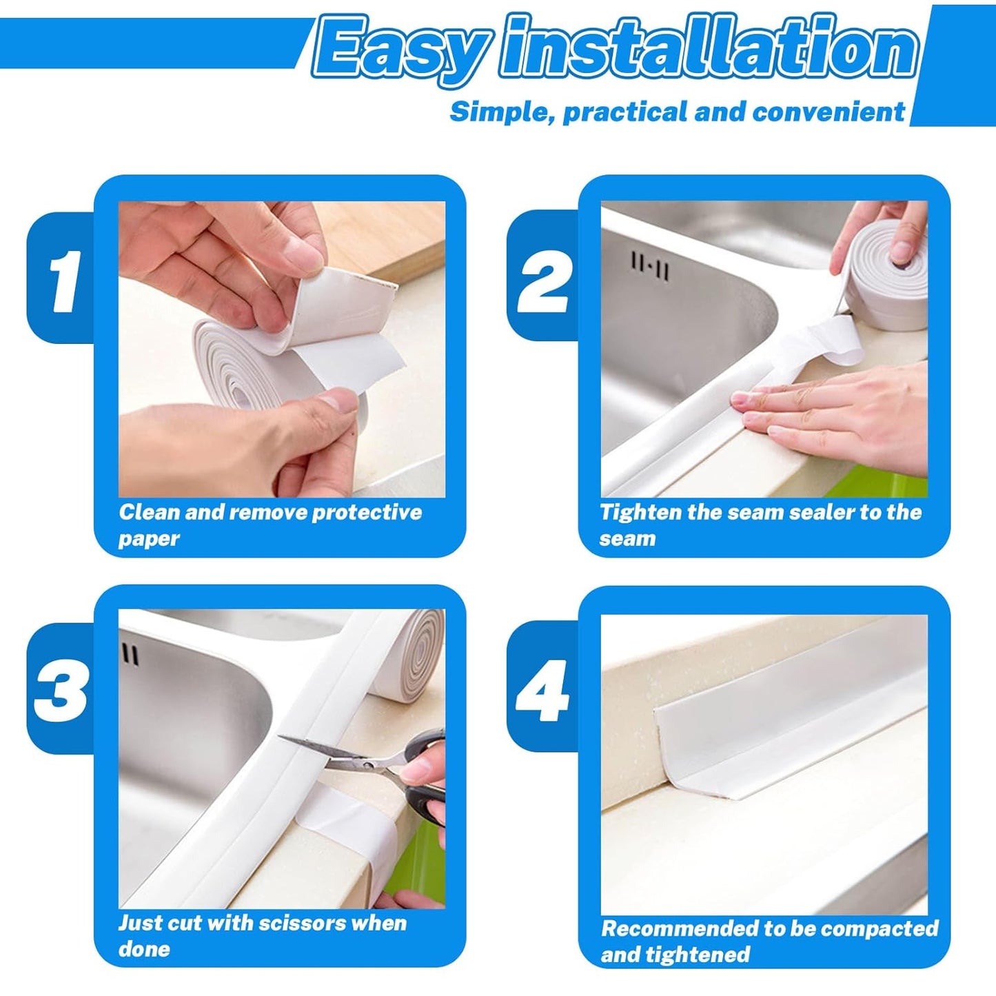 2 Rolls Widened Caulk Tape 2.3''x10.5FT for Stronger Adhesion, Waterproof Self Adhesive Toilet Caulk Strip, White Sealing Caulking Tape for Toilet Base Bathroom Shower Bathtub