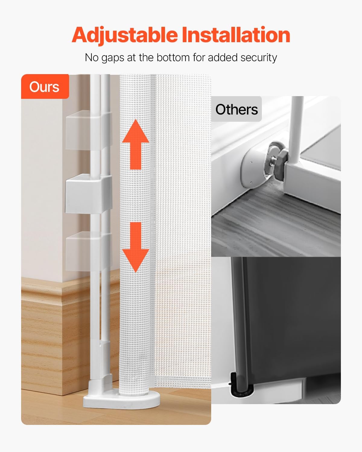VEVOR Retractable Baby Gate, 34 inch Tall, Extends up to 71 inch Wide, Retractable Gate for Kids or Pets, Mesh Material, Easy to Install for Indoor Stairs, Doorways, Hallways, Playrooms, Gray