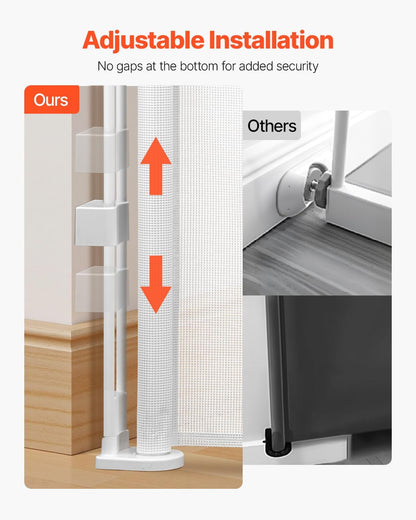 VEVOR Retractable Baby Gate, 34 inch Tall, Extends up to 71 inch Wide, Retractable Gate for Kids or Pets, Mesh Material, Easy to Install for Indoor Stairs, Doorways, Hallways, Playrooms, Gray