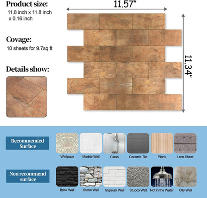 2026 New Upgrade Peel and Stick Backsplash Tile, Peel and Stick 11.34" X 11.57" Wall Tile for Kitchen, Bathroom, Fireplace, Laundry (Beige Ecru, 10 Packs)