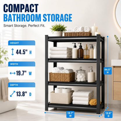 Over Washer and Dryer Shelves, Adjustable 2 Tier Metal Laundry Room Organizer and Storage Rack, Heavy Duty Utility Shelving Unit, 14"Wx 12"Dx 22"H Rust Resistant Steel Freestanding Shelf, Black