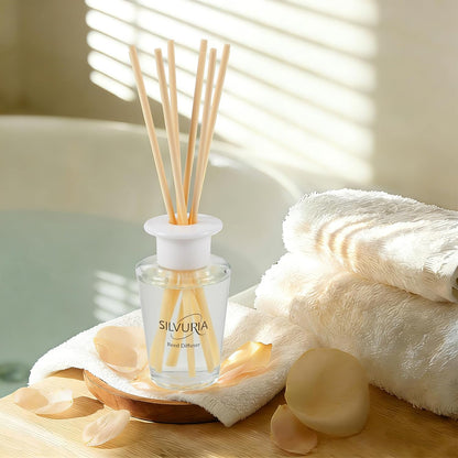 Reed Diffuser Set,100ml Fresh Linen Scented Oil with 6 Reed Sticks for Home,Office & Bathroom,Long-Lasting Fragrance for Families,Professionals & Pet-Friendly Spaces