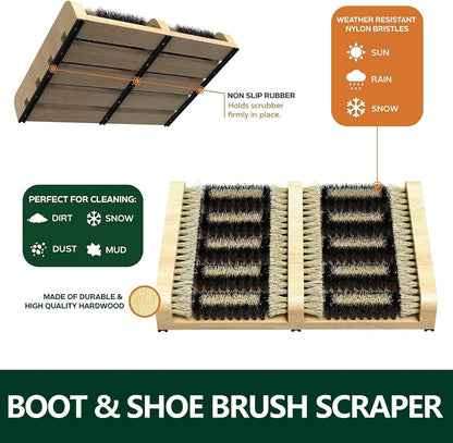 Boot Scraper Brush for Outdoor Steps – Gray Mat with Bristles for Effective Cleaning of Mud, Dirt, Grass, and Snow – Ideal for Entryways and Doorsteps