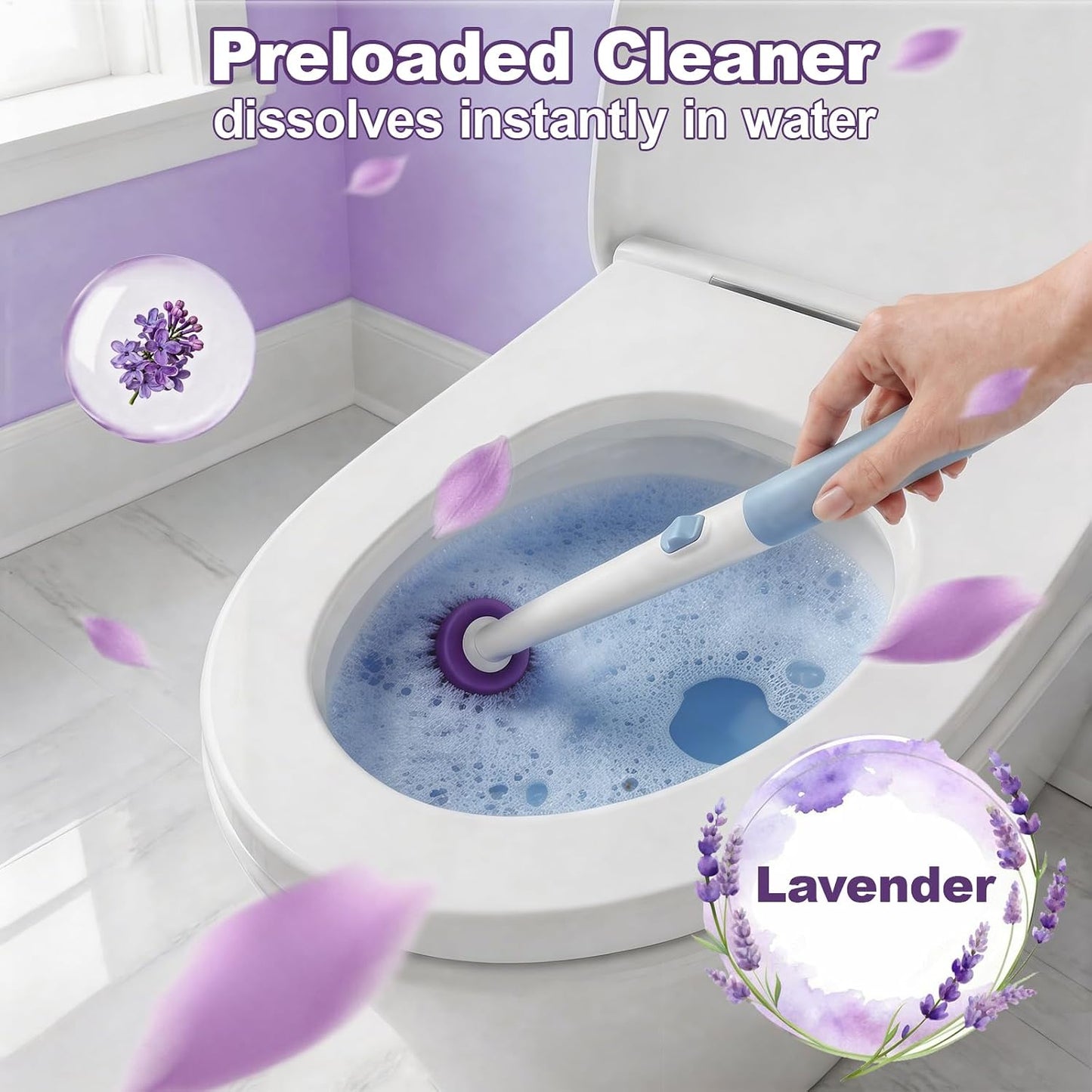 RV Toilet Brush, RV Accessories, Wall Mount Toilet Brush, 64 Toilet Refills | Hands Free Toilet Brush, One-Button Release, RV Toilet Brush and Holder Set, Compact Design, Camper Bathroom Accessories