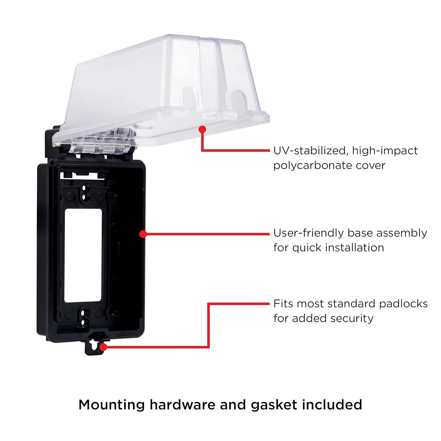 UltraPro Outdoor Outlet Cover, Single Gang Outdoor Outlet Cover Weatherproof Enclosure, Rated for Wet Locations, Outdoor Electrical Box Waterproof Plug Covers, Black, 49204