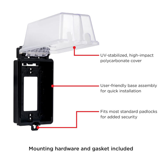 UltraPro Outdoor Outlet Cover, Single Gang Outdoor Outlet Cover Weatherproof Enclosure, Rated for Wet Locations, Outdoor Electrical Box Waterproof Plug Covers, Black, 49204