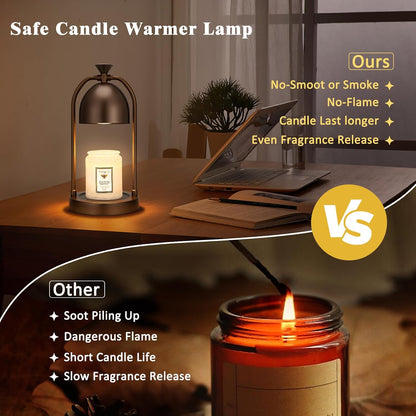 Hong-in Candle Warmer Lamp - with Timer & Dimmer, Modern Home Decor House Warming Gifts Wax Melt Warmer for Jar Candles, Cozy Birthday Gift for Women Mom (Black)