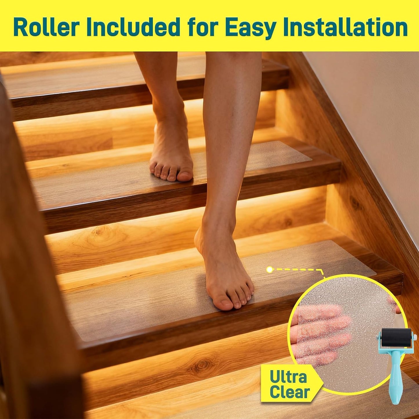 Anti Slip Tape, 4 Inch x 42 Ft Grip Tape for Stairs Outdoor/Indoor, Waterproof Non Skid Roll for Stair Treads Non Slip, High Traction Friction Abrasive Adhesive Stair Steps - Black