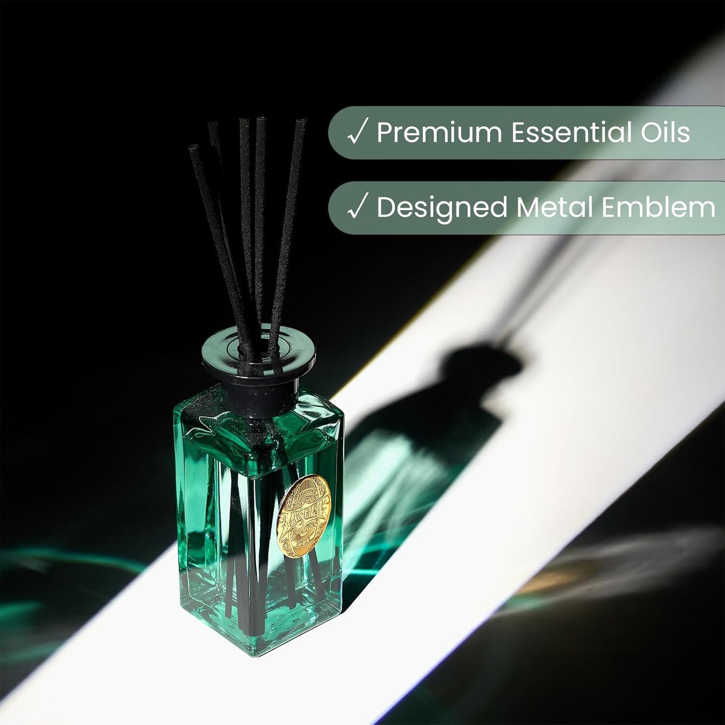 M&SENSE 6.3 oz Large Reed Diffuser Set | Lime+Basil Scent Oil Diffuser with Sticks | Hotel Collection Non-Toxic Home Fragrance |for Bedroom Bathroom Living Room - Colors B