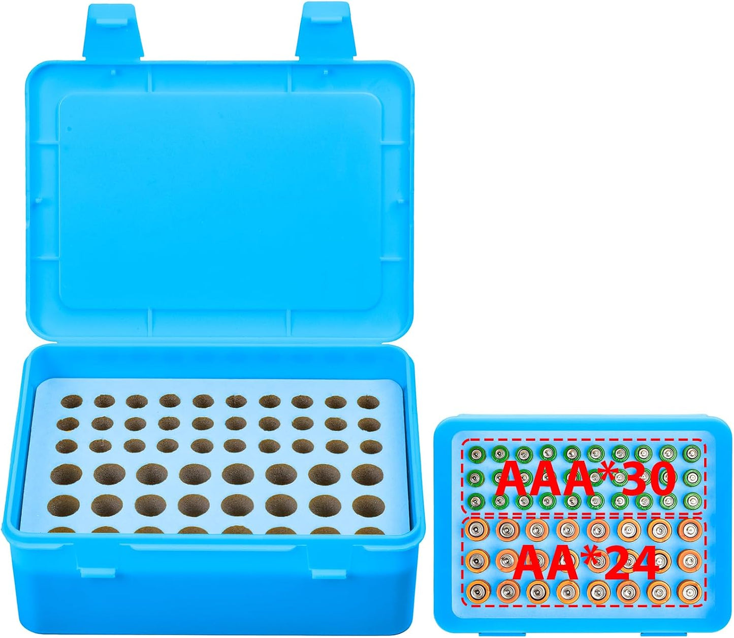 Battery Organizer Storage Box, Garage Case Holder for 24* AA, 30* AAA Batteries (Bag Not Include Batteries Pack) (white)