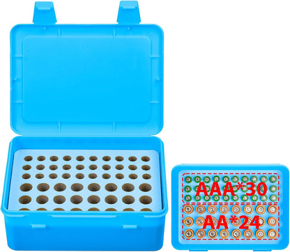 Battery Organizer Storage Box, Garage Case Holder for 24* AA, 30* AAA Batteries (Bag Not Include Batteries Pack) (white)
