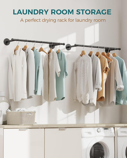 OROPY 33" Industrial Pipe Clothing Rack, Wall Mounted Clothes Rack | Closet Rods for Hanging Clothes, Multi-purpose Hanging Rod for Laundry Room, Bedroom and Closet Storage