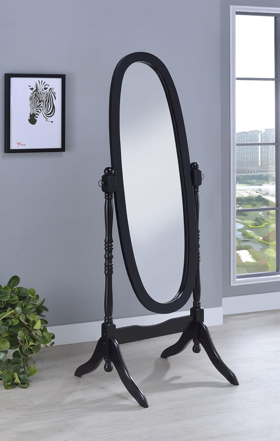 Coaster Home Furnishings - Foyet - Wood - Cheval Standing Mirror with Swivel Base, Adjustable Viewing Angles and Turned Posts - Bedroom, Entryway & Dressing Area - Merlot - 3101
