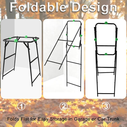Foldable Trash Bag Holder Stand,Outdoor Leaf Bag Holder Fits 30-55 Gallon Gabage Bags,Portable Yard Waste Bag Holder for Lawn Cleanup,Paties,Gardening,Camping