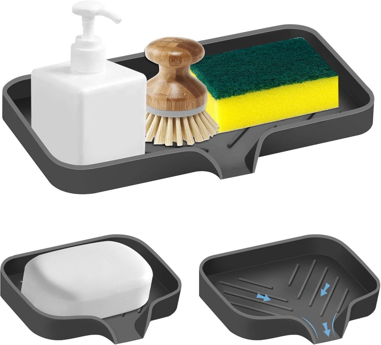 Great Silicone Soap Dish - 4 Pcs Thickened Self-Draining Soap Tray for Shower & Bathtub-Great High-Purity Silicone Soap Dish