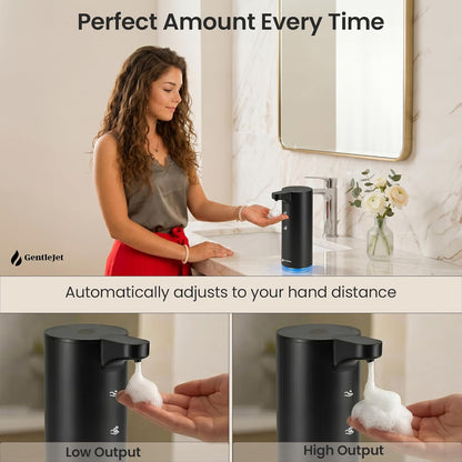 GentleJet EasyFoam Automatic Foaming Soap Dispenser Touchless Sensor, USB-C Rechargeable, 304 Stainless Steel, IPX5 Waterproof for Bathroom Kitchen Sink, 280 ml