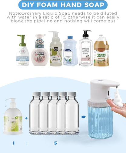 Automatic Foaming Soap Dispenser Touchless, 3 Adjustable Liquid Levels, 10oz/300ml Rechargeable, IPX7 Waterproof for Bathroom, Kitchen, Black