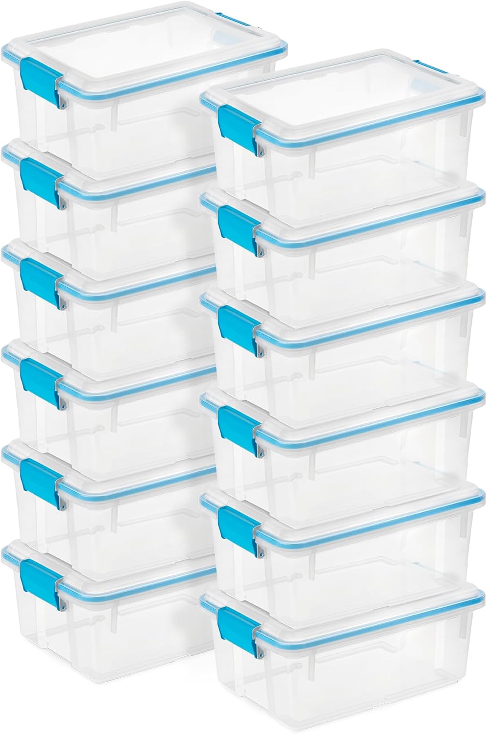 Sterilite 4-Pack Gasket Box, Home Storage Organizer Bins with Lids, 37 Quart – Stackable Clear Plastic Containers for Bedroom, Bathroom, Garage, Basement, or Attic