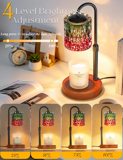 Briever Dimmable Candle Warmer Lamp with Timer, Height Adjustable Electric Candle Wax Warmer, Christmas Birthday Gifts for Women Mom, House Warming Gifts New Home Room Decor, Walnut Solid Wood Base