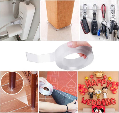 MSDADA Nano Double Sided Tape,No-Trace Removable Washable Nano Strong Gel Anti-Slip Adhesive Carpet Rug Tape, fit for Wall,Kitchen,Paste Photos & fix Carpet mats etc 3M(9.85ft)