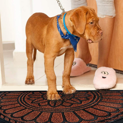 Mibao Front Door Mat Indoor Outdoor Entrance, Semicircular Entrance Mat, Half Round Waterproo Non-Slip Durable Rubber Door Mats, Low Profile Heavy Duty Doormat for Garage, Patio, 30" x 18", Yellow