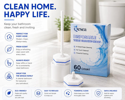 Disposable Toilet Bowl Brush and Holder Set – 40 Refills Included, No-Touch Toilet Wand Cleaning System, Toilet Brush & Holder for Bathroom, Hygienic Toilet Bowl Cleaner Starter Kit