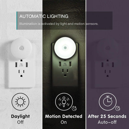 Motion Sensor Night Light, 2 Pack Motion Activated Night Light Plug in, Automatic ON OFF, 3200K Warm Hue, LED Nightlights Plug into Wall, for Bathroom, Kitchen, Bedroom, Kids room, Hallway, Stairway