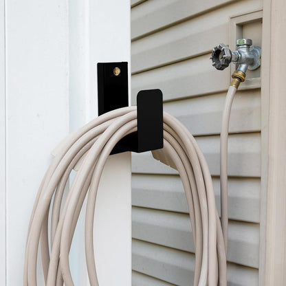 CroBlissful Garden Hose Holder Wall Mount Garden Water Hose Hanger Metal Line Hanger Holds Over 100' Heavy Duty Bracket for Outside Expandable Extension Cords Ropes Holder(White)