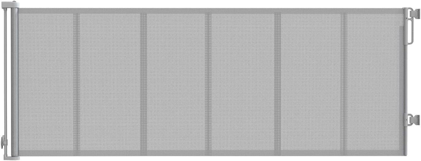 Reinforced 120" Extra Wide Retractable Baby Gates for Stairs, Mesh Saftey Gate for Pets, 10 Foot Retractable Dog Gate, No Drilling, One-Hand Operation, Retractable Gate for Indoor & Outdoor Use