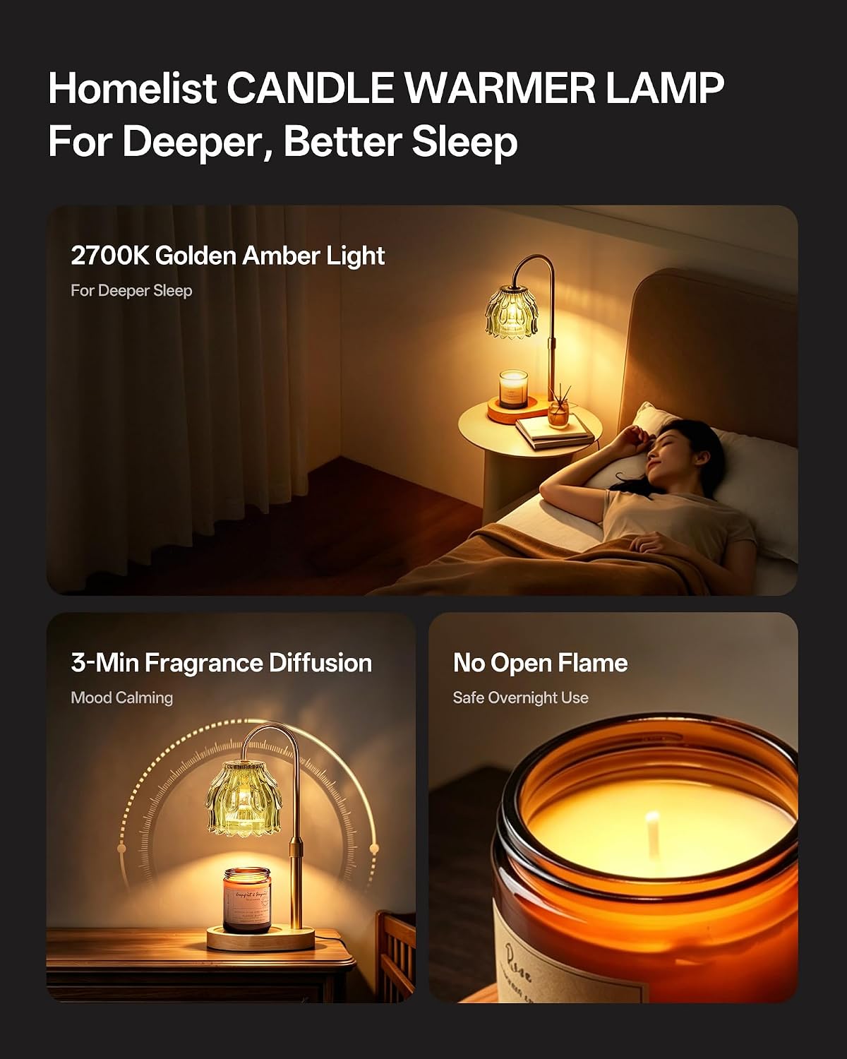 Homelist Candle Warmer Lamp with Timer Dimmer, Electric Wax Melter Warmer | Flower Adjustable Height Candle Warmer with 2 GU10 Bulbs for Women/Sister/Mom, Gifts for Birthday/Mother Day, Home Decor