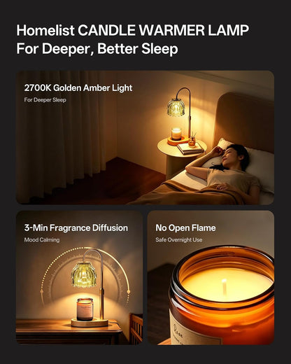 Homelist Candle Warmer Lamp with Timer Dimmer, Electric Wax Melter Warmer | Flower Adjustable Height Candle Warmer with 2 GU10 Bulbs for Women/Sister/Mom, Gifts for Birthday/Mother Day, Home Decor