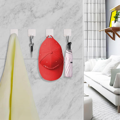 FOTYRIG Heavy Duty Adhesive Towel Hooks Stick on Towel Hanger Wall Holder Waterproof Stainless Steel Sticky Hooks for Hanging Bathroom Kitchen Home-4 Packs