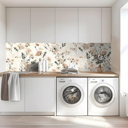 Peel and Stick Wallpaper, Soft Wildflower Botanical Contact Paper, PVC Vinyl Removable Wall Covering, Waterproof Easy-Clean, No Residue Renter Friendly, Neutral Decor, 39.4x17.3 in (Flowers2)