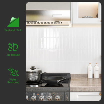 LONGKING Marble Peel and Stick Backsplash for Kitchen, 3D Adhesive Tile Backsplash for Kitchen, Bathroom, Wall Tile, 10 Sheets, 12" x 12"