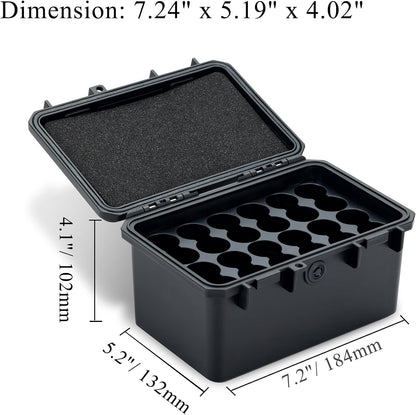 24 Slots CR2 CR123 CR123A Lithium Battery Organizer Case, IP67 Waterproof Hard Case for CR17345/CR16340/CR18350/CR15270(CR2) Explosionproof Batteries Storage Holder for Household Outdoor Camping