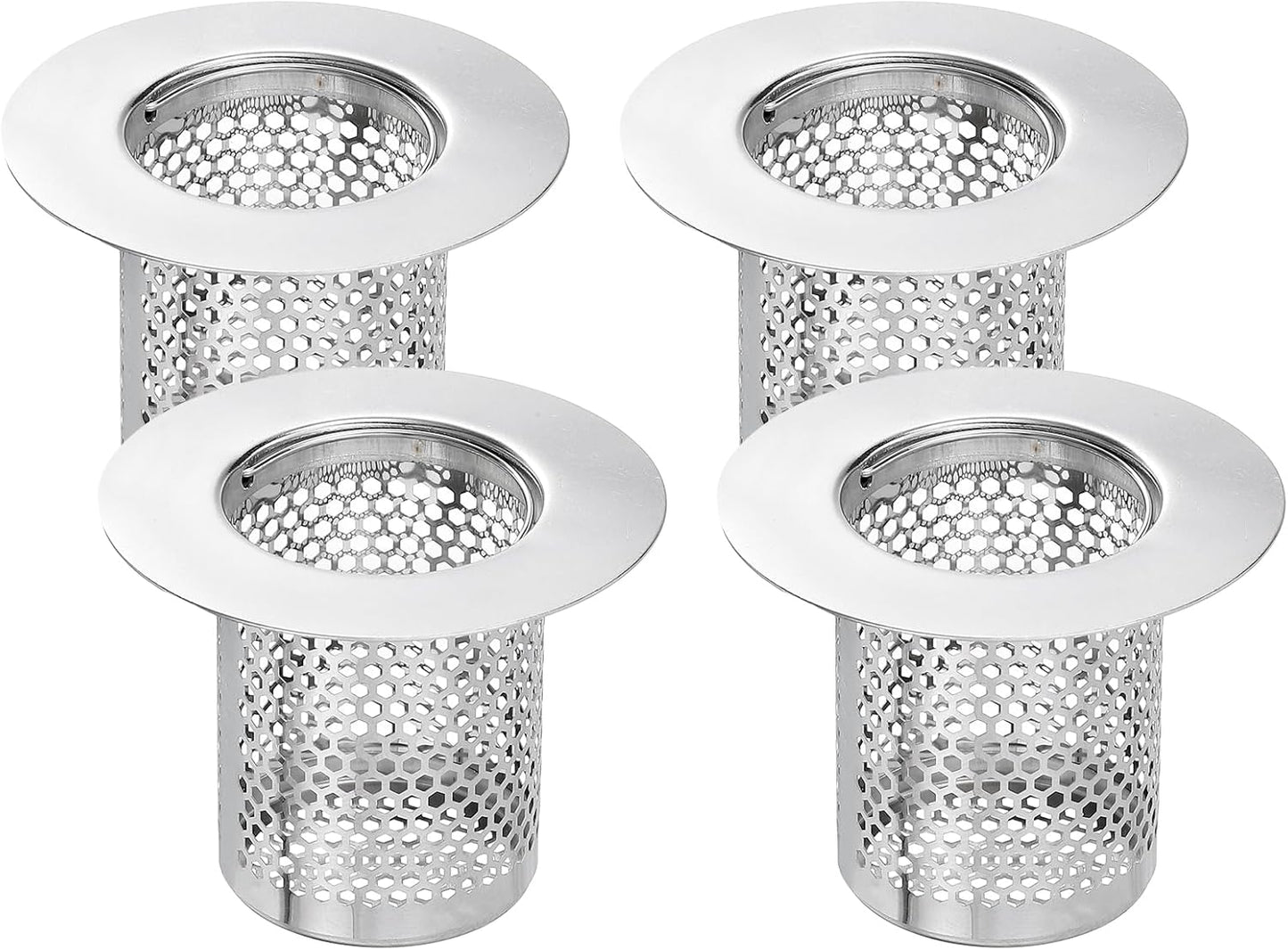 uxcell 2 Pack Shower Drain Strainer, 2" x 2.5" Stainless Steel Floor Drain Strainer Deep Sink Hair Catcher for Kitchen Bathroom Balcony Floor Drain, Fit Hole Size from 1.57" to 2.56"