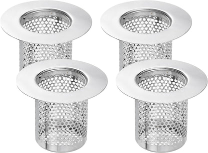 uxcell 2 Pack Shower Drain Strainer, 2" x 2.5" Stainless Steel Floor Drain Strainer Deep Sink Hair Catcher for Kitchen Bathroom Balcony Floor Drain, Fit Hole Size from 1.57" to 2.56"
