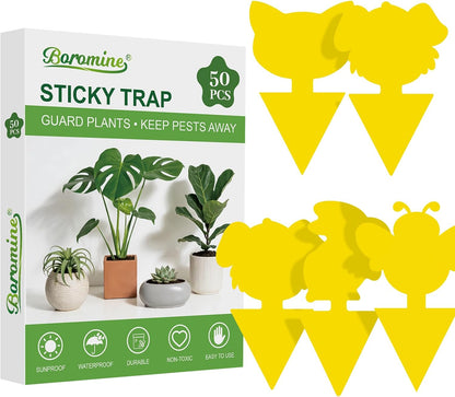 Yellow Sticky Traps for Plant Gnats, 50 Pack Fungus Gnat Trap, Effective Sticky Gnat Traps for Indoor and Outdoor Plants