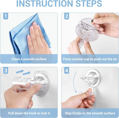Teletrogy Large Suction Cup Hooks Shower Razor Holder - 2 Pack Heavy Duty Reusable Vacuum Shower Hook, Damage Free Wall Hooks for Bathroom Kitchen Towel Loofah Sponge Key Shaver Bathrobe Wreath