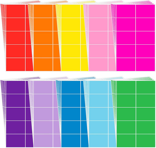 Dunzoom 1000 Pieces Back to School Colored Labels Stickers 3 x 2 Inch Rectangular Blank Name Tag Large Color Coding Labels in 10 Assorted Colors Self Adhesive Colored Stickers