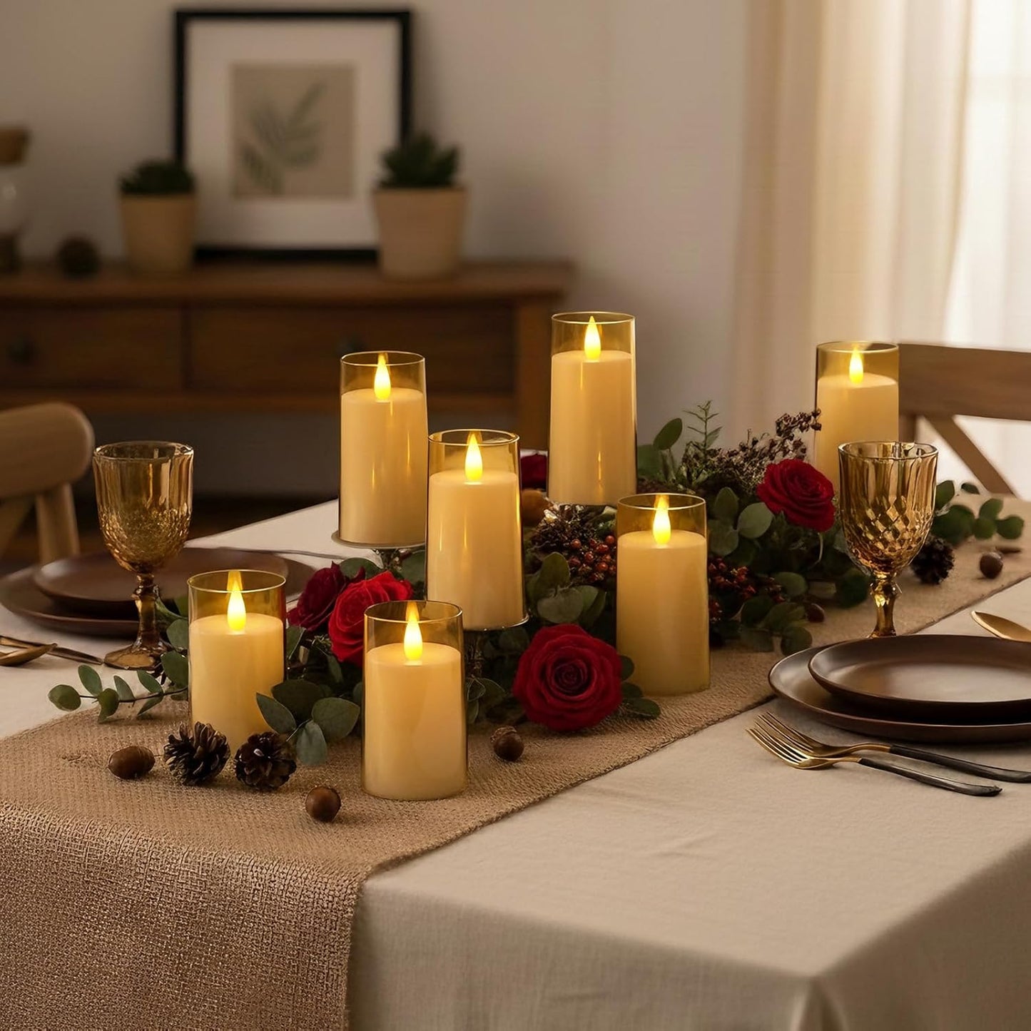 Raycare Flameless Electronic Pillar Candles with Remote Control and Timer- Battery Operated Realistic Flickering LED Fake Candle for Home, Wedding, Valentine's Day, Decor,White,Set of 2(3"x6"6")