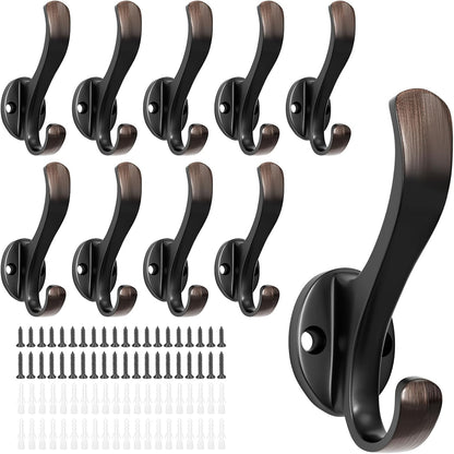 Heavy Duty Coat Hooks - 6 Pack Aluminum Alloy Wall Mounted Hooks for Hanging Jacket, Clothes, Bags, Hat | Durable Metal Utility Wall Hooks for Entryway, Closet, Mudroom, Bathroom, Garage