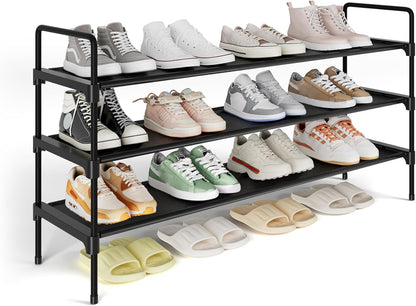 Kitsure Shoe Rack, 39" Wide Extra-Long Shoe Organizer, 3-Tier, Black | Closet, Front Door Entrance, Entryway, Stackable & Detachable Shelf, Closet Organizers and Storage