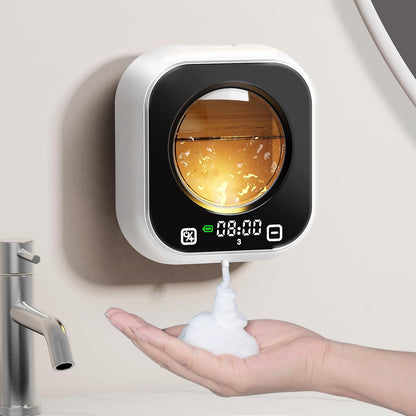 Automatic Foaming Soap Dispenser, Wall Mounted Soap Dispenser, 320ML Electric Smart Touchless Rechargeable, 5 Adjustable Foam Levels, No-Drill Waterproof for Bathroom, Kitchen, Office (Black)