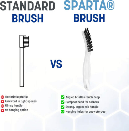 SPARTA Flo-Pac Grout Brush with Nylon Bristles, Scrubber with Handle for Bathroom and Kitchen Tile, 8", White