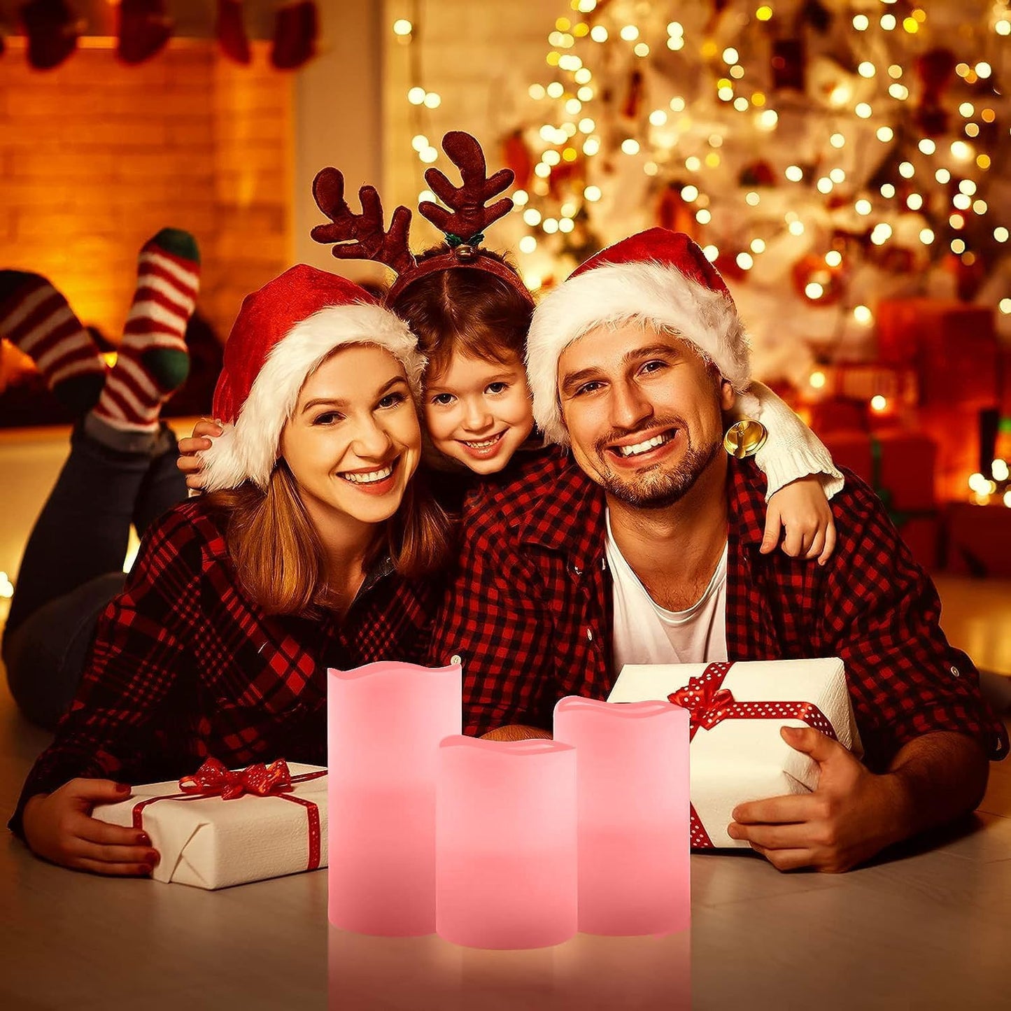 Flameless Flickering LED Battery Candles :Set of 3 Ivory Real Wax Pillar Operated Fake Faux Lights with Remote Control and Timer Function Flicker Candle for Decoration Christmas Votive Garden Outdoor