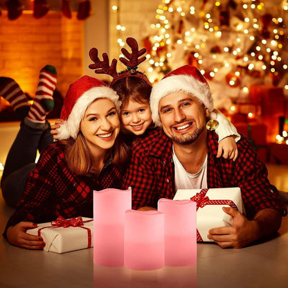Flameless Flickering LED Battery Candles :Set of 3 Ivory Real Wax Pillar Operated Fake Faux Lights with Remote Control and Timer Function Flicker Candle for Decoration Christmas Votive Garden Outdoor