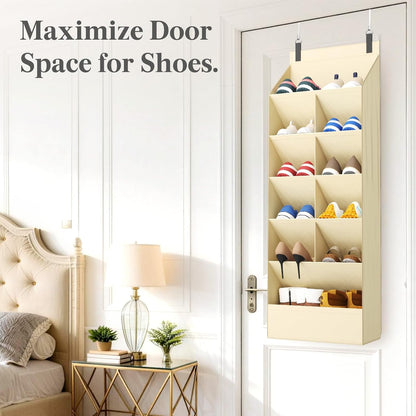 Lifewit 6 Tier Over the Door Shoe Organizer with 11 Large Deep Pockets, Fabric Hanging Shoes Shelf for Closet, Dorm Storage, Fit Up to 12 Pair Shoe Rack Holder for Sneakers, Boots, Gray